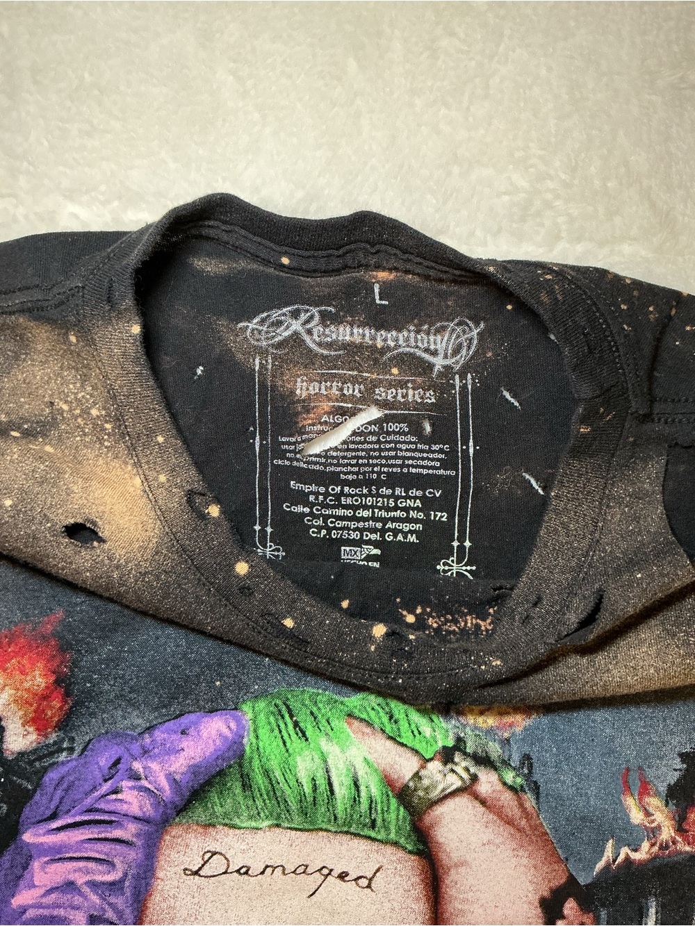 Graphic jocker Character Tee - Black with Multicolor Print upcycled by me - Picture 7 of 8